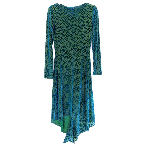 Zara Sheer Mesh Velvet Burnout Polka Dot Asymmetrical Maximalist Artsy Dress SML - Picture 12 of 16